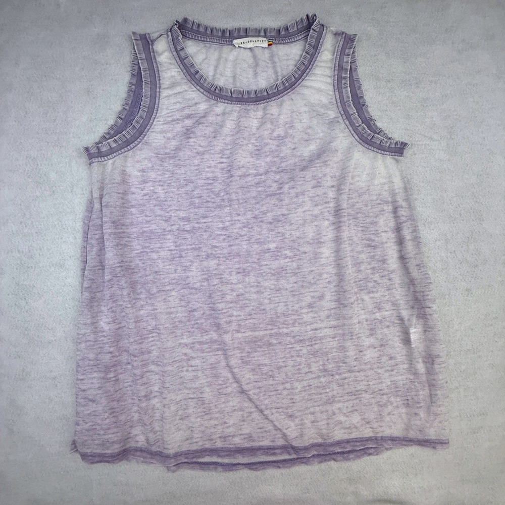 Jane and Delancey Tank Top Womens Small Purple Ruffle Trim Sleeveless Burnout - Picture 11 of 12